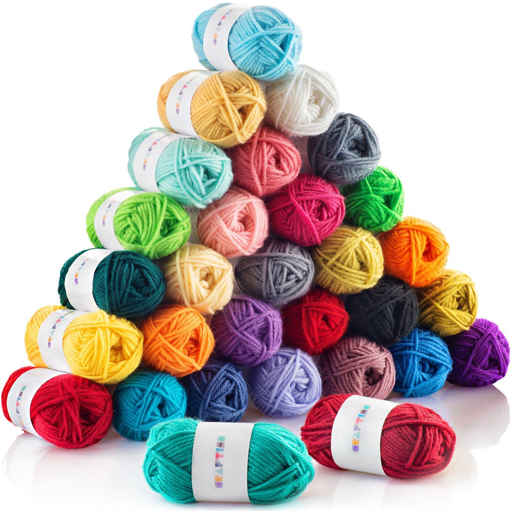 30*0.7 Oz Acrylic Yarn Skeins Unique Colors - Bulk Yarn Kit - 1300 Yards - Perfect for Any Mini Project - CRAFTISS